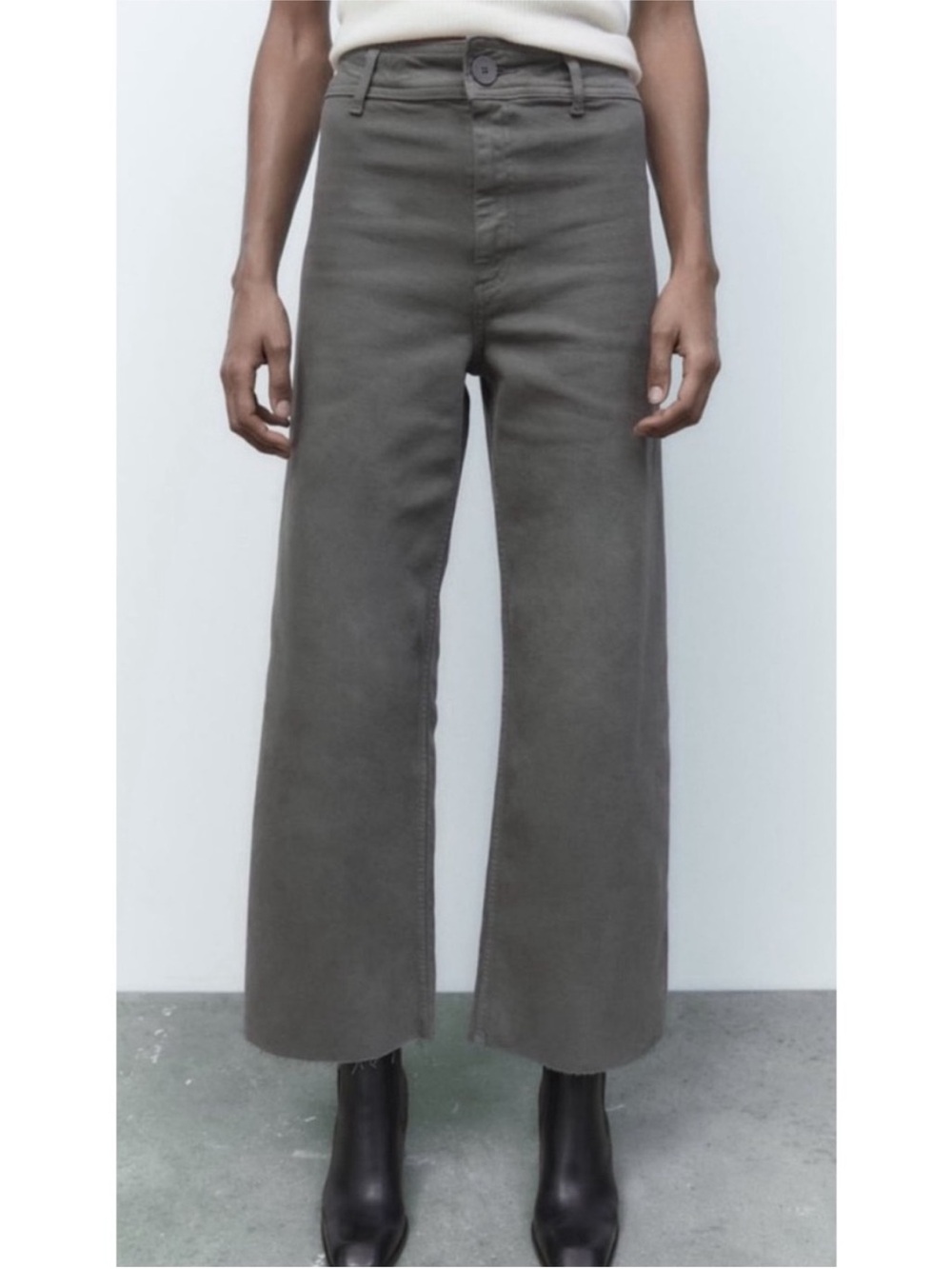 Zara Marine High-Rise Wide-Leg Women’s Jeans — Gray